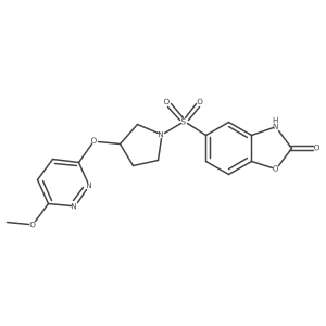 5-((3-((6-methoxypyridazin-3-yl)oxy)pyrrolidin-1-yl)sulfonyl)benzo[d]oxazol-2(3H)-one结构式