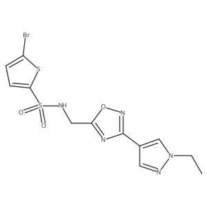 5-bromo-N-((3-(1-ethyl-1H-pyrazol-4-yl)-1,2,4-oxadiazol-5-yl)methyl)thiophene-2-sulfonamide结构式