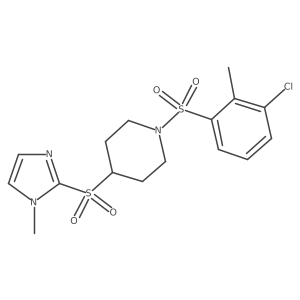 1-((3-chloro-2-methylphenyl)sulfonyl)-4-((1-methyl-1H-imidazol-2-yl)sulfonyl)piperidine Structure