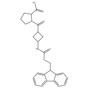 (2S)-1-[(1rs,3rs)-3-({[(9H-fluoren-9-yl)methoxy]carbonyl}amino)cyclobutanecarbonyl]pyrrolidine-2-carboxylic acid结构式
