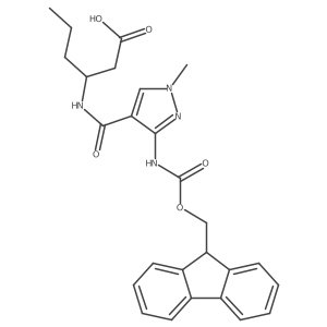 (3R)-3-{[3-({[(9H-fluoren-9-yl)methoxy]carbonyl}amino)-1-methyl-1H-pyrazol-4-yl]formamido}hexanoic acid Structure