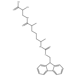3-[6-({[(9H-fluoren-9-yl)methoxy]carbonyl}amino)-2-methylheptanamido]-2-hydroxypropanoic acid结构式
