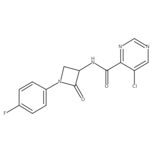 5-Chloro-N-[1-(4-fluorophenyl)-2-oxoazetidin-3-yl]pyrimidine-4-carboxamide结构式
