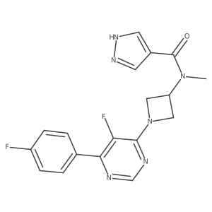 N-{1-[5-fluoro-6-(4-fluorophenyl)pyrimidin-4-yl]azetidin-3-yl}-N-methyl-1H-pyrazole-4-carboxamide结构式