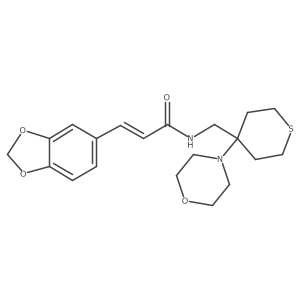 (E)-3-(1,3-Benzodioxol-5-yl)-N-[(4-morpholin-4-ylthian-4-yl)methyl]prop-2-enamide结构式