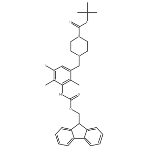 tert-butyl 4-{[3-({[(9H-fluoren-9-yl)methoxy]carbonyl}amino)-5-iodo-2,4-dimethylphenyl]methyl}piperazine-1-carboxylate Structure