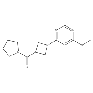 N,N-dimethyl-6-[3-(pyrrolidine-1-carbonyl)azetidin-1-yl]pyrimidin-4-amine结构式