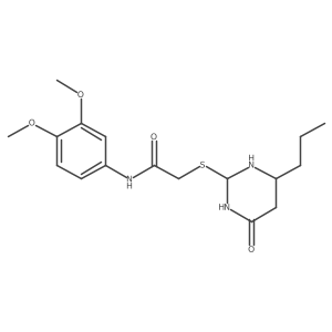 N-(3,4-dimethoxyphenyl)-2-[(4-oxo-6-propyl-1,3-diazinan-2-yl)sulfanyl]acetamide Structure