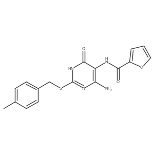 N-(4-amino-2-((4-methylbenzyl)thio)-6-oxo-1,6-dihydropyrimidin-5-yl)furan-2-carboxamide结构式