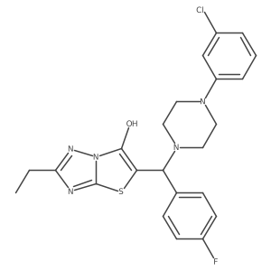 5-((4-(3-Chlorophenyl)piperazin-1-yl)(4-fluorophenyl)methyl)-2-ethylthiazolo[3,2-b][1,2,4]triazol-6-ol结构式
