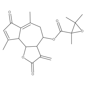 2-Oxiranecarboxylic acid, 2,3,3-trimethyl-, 2,3,3a,4,5,7,9a,9b-octahydro-6,9-dimethyl-3-methylene-2,7-dioxoazuleno[4,5-b]furan-4-yl ester结构式