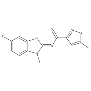 (E)-N-(6-fluoro-3-methylbenzo[d]thiazol-2(3H)-ylidene)-5-methylisoxazole-3-carboxamide结构式