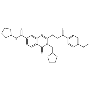 N-cyclopentyl-2-{[2-(4-methoxyphenyl)-2-oxoethyl]sulfanyl}-4-oxo-3-[(oxolan-2-yl)methyl]-3,4-dihydroquinazoline-7-carboxamide结构式