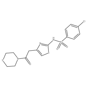 4-chloro-N-[(2Z)-4-[2-oxo-2-(thiomorpholin-4-yl)ethyl]-1,3-thiazol-2(3H)-ylidene]benzenesulfonamide结构式