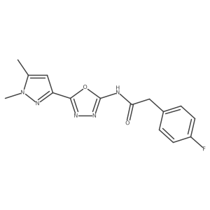 N-[5-(1,5-dimethyl-1H-pyrazol-3-yl)-1,3,4-oxadiazol-2-yl]-2-(4-fluorophenyl)acetamide结构式