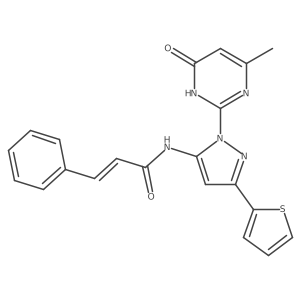 (Z)-N-(1-(4-methyl-6-oxo-1,6-dihydropyrimidin-2-yl)-3-(thiophen-2-yl)-1H-pyrazol-5-yl)-3-phenylacrylamide Structure