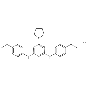 N2-(4-ethylphenyl)-N4-(4-methoxyphenyl)-6-(pyrrolidin-1-yl)-1,3,5-triazine-2,4-diamine hydrochloride结构式