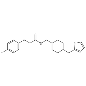 2-((4-fluorophenyl)thio)-N-((1-(thiophen-2-ylmethyl)piperidin-4-yl)methyl)acetamide结构式