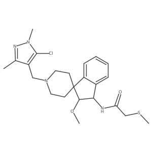 N-[(1R,2R)-1'-[(5-chloro-1,3-dimethylpyrazol-4-yl)methyl]-2-methoxyspiro[1,2-dihydroindene-3,4'-piperidine]-1-yl]-2-methylsulfanylacetamide结构式