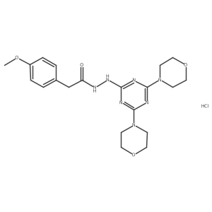 N'-(4,6-dimorpholino-1,3,5-triazin-2-yl)-2-(4-methoxyphenyl)acetohydrazide hydrochloride Structure