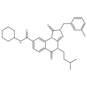 N-cyclohexyl-2-(3-methylbenzyl)-4-(3-methylbutyl)-1,5-dioxo-1,2,4,5-tetrahydro[1,2,4]triazolo[4,3-a]quinazoline-8-carboxamide结构式