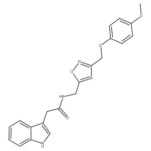 2-(1H-indol-3-yl)-N-((3-((4-methoxyphenoxy)methyl)-1,2,4-oxadiazol-5-yl)methyl)acetamide Structure