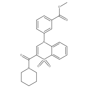 methyl 3-[1,1-dioxido-2-(piperidin-1-ylcarbonyl)-4H-1,4-benzothiazin-4-yl]benzoate结构式