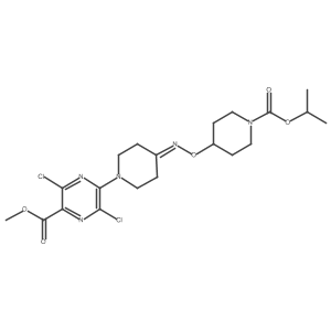 3,6-Dichloro-5-[4-(1-isopropoxycarbonyl-piperidin-4-yloxyimino)-piperidin-1-yl]-pyrazine-2-carboxylic acid methyl ester结构式