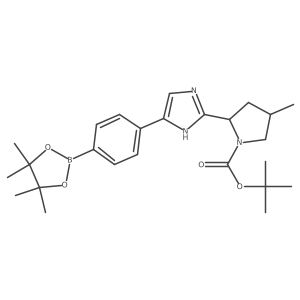 tert-Butyl 4-methyl-2-(5-(4-(4,4,5,5-tetramethyl-1,3,2-dioxaborolan-2-yl)phenyl)-1H-imidazol-2-yl)pyrrolidine-1-carboxylate Structure
