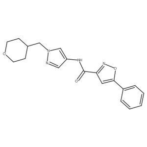 5-phenyl-N-(1-((tetrahydro-2H-pyran-4-yl)methyl)-1H-pyrazol-4-yl)isoxazole-3-carboxamide Structure