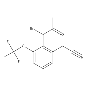 2-(1-Bromo-2-oxopropyl)-3-(trifluoromethoxy)phenylacetonitrile Structure
