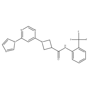1-(6-(1H-imidazol-1-yl)pyrimidin-4-yl)-N-(2-(trifluoromethyl)phenyl)azetidine-3-carboxamide Structure