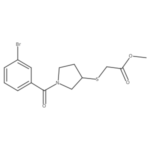 Methyl 2-((1-(3-bromobenzoyl)pyrrolidin-3-yl)thio)acetate结构式