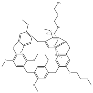 N-(3-aminopropyl)-2-[(34-butoxy-9,14,19,24,26,28,30,32-octamethoxy-4-hexacyclo[21.2.2.23,6.28,11.213,16.218,21]pentatriaconta-1(26),3(35),4,6(34),8,10,13,15,18(29),19,21(28),23(27),24,30,32-pentadecaenyl)oxy]acetamide Structure