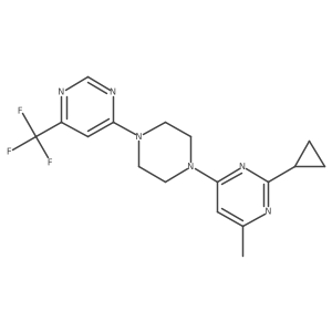 2-Cyclopropyl-4-methyl-6-{4-[6-(trifluoromethyl)pyrimidin-4-yl]piperazin-1-yl}pyrimidine结构式