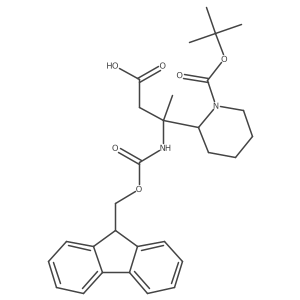 3-{1-[(tert-butoxy)carbonyl]piperidin-2-yl}-3-({[(9H-fluoren-9-yl)methoxy]carbonyl}amino)butanoic acid结构式