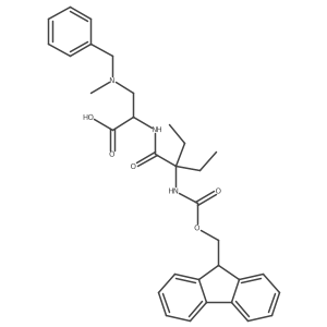 3-[benzyl(methyl)amino]-2-[2-ethyl-2-({[(9H-fluoren-9-yl)methoxy]carbonyl}amino)butanamido]propanoic acid结构式