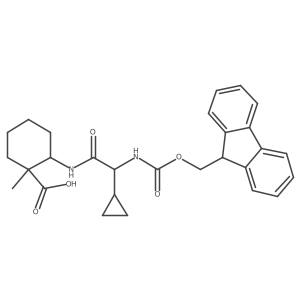 2-[2-cyclopropyl-2-({[(9H-fluoren-9-yl)methoxy]carbonyl}amino)acetamido]-1-methylcyclohexane-1-carboxylic acid结构式