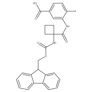 3-[1-({[(9H-fluoren-9-yl)methoxy]carbonyl}amino)cyclobutaneamido]-4-iodobenzoic acid Structure