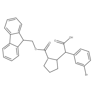 rac-(2R)-2-(3-bromophenyl)-2-[(2S)-1-{[(9H-fluoren-9-yl)methoxy]carbonyl}pyrrolidin-2-yl]acetic acid Structure