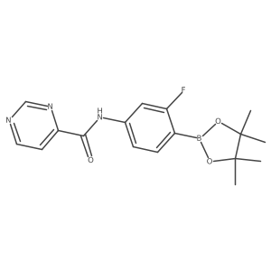 N-(3-Fluoro-4-(4,4,5,5-tetramethyl-1,3,2-dioxaborolan-2-yl)phenyl)pyrimidine-4-carboxamide结构式