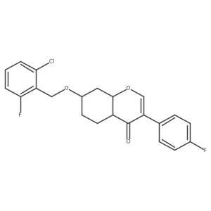7-[(2-Chloro-6-fluorophenyl)methoxy]-3-(4-fluorophenyl)-4a,5,6,7,8,8a-hexahydrochromen-4-one结构式