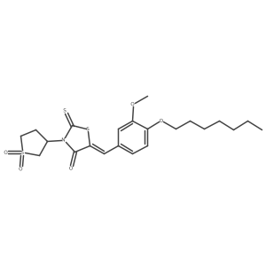 (5E)-3-(1,1-dioxidotetrahydrothiophen-3-yl)-5-[4-(heptyloxy)-3-methoxybenzylidene]-2-thioxo-1,3-thiazolidin-4-one结构式