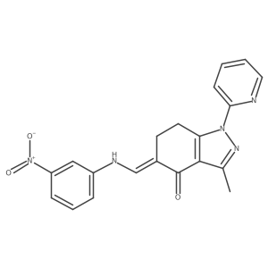 1,5,6,7-Tetrahydro-3-methyl-5-[[(3-nitrophenyl)amino]methylene]-1-(2-pyridinyl)-4H-indazol-4-one结构式