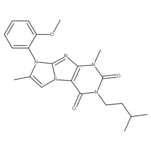 3-isopentyl-8-(2-methoxyphenyl)-1,7-dimethyl-1H-imidazo[2,1-f]purine-2,4(3H,8H)-dione结构式