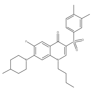 1-butyl-3-((3,4-dimethylphenyl)sulfonyl)-6-fluoro-7-(4-methylpiperidin-1-yl)quinolin-4(1H)-one结构式