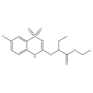 ethyl 2-((7-fluoro-1,1-dioxido-4H-benzo[e][1,2,4]thiadiazin-3-yl)thio)butanoate结构式