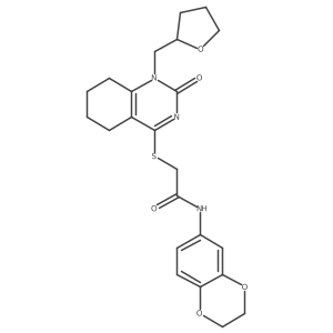 N-(2,3-dihydrobenzo[b][1,4]dioxin-6-yl)-2-((2-oxo-1-((tetrahydrofuran-2-yl)methyl)-1,2,5,6,7,8-hexahydroquinazolin-4-yl)thio)acetamide结构式