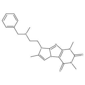 1,3,7-Trimethyl-8-{2-[methylbenzylamino]ethyl}-1,3,5-trihydro-4-imidazolino[1, 2-h]purine-2,4-dione结构式