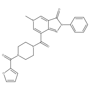7-(4-(furan-2-carbonyl)piperazine-1-carbonyl)-5-methyl-2-phenyl-2H-pyrazolo[4,3-c]pyridin-3(5H)-one结构式